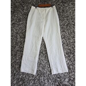 Merona Women's Dress Pants Sz 4 Beige Linen Straight Leg Lined Classic City